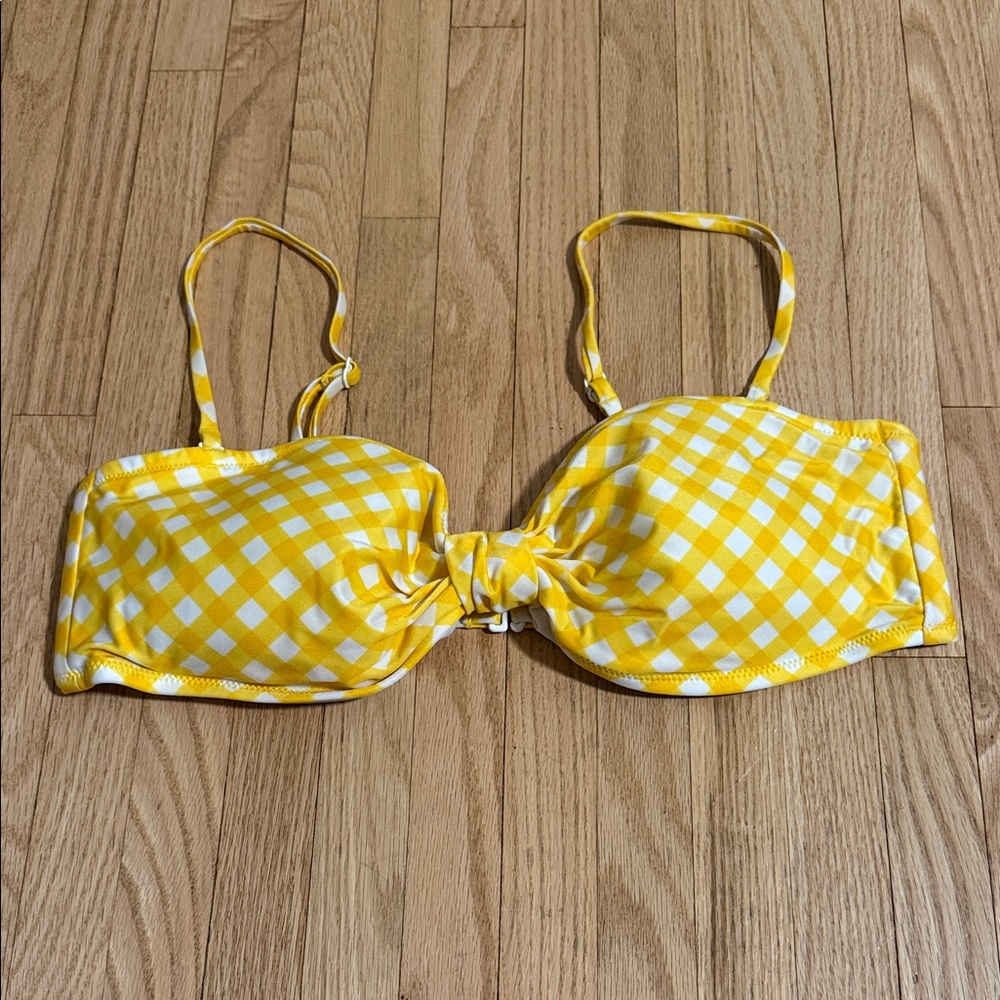 Old Navy Yellow and White Plaid Bikini Top